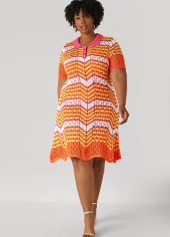 Best Ashley Stewart Striped Pointelle Knit Polo Dress