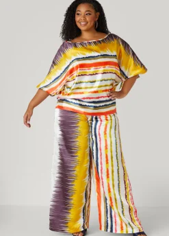 Hot Ashley Stewart Striped Satin Wide Leg Pants Multi