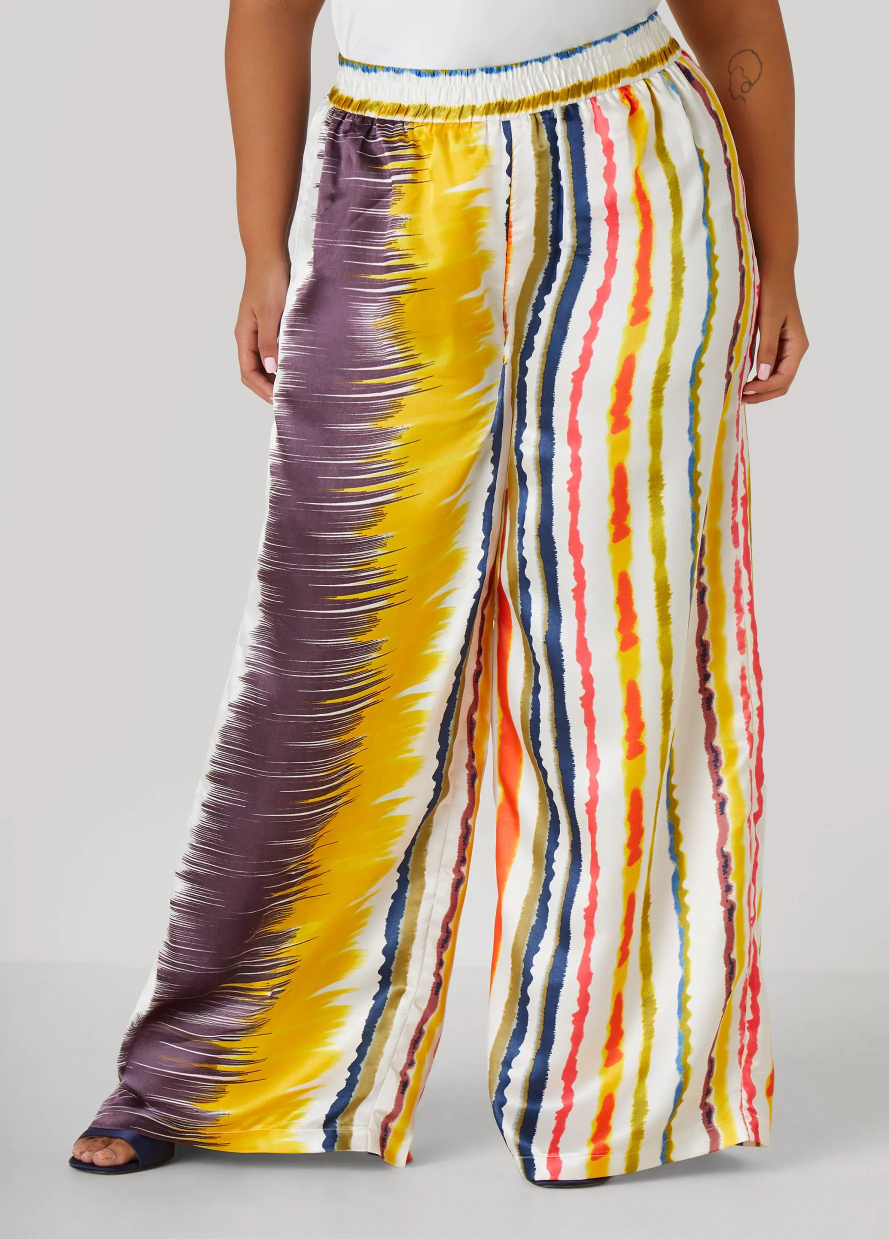 Hot Ashley Stewart Striped Satin Wide Leg Pants Multi
