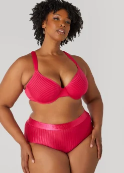 Fashion Ashley Stewart Striped Spacer Cup T-Shirt Bra Bright Rose