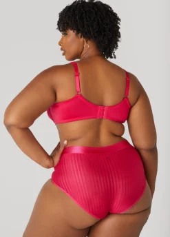 Fashion Ashley Stewart Striped Spacer Cup T-Shirt Bra Bright Rose
