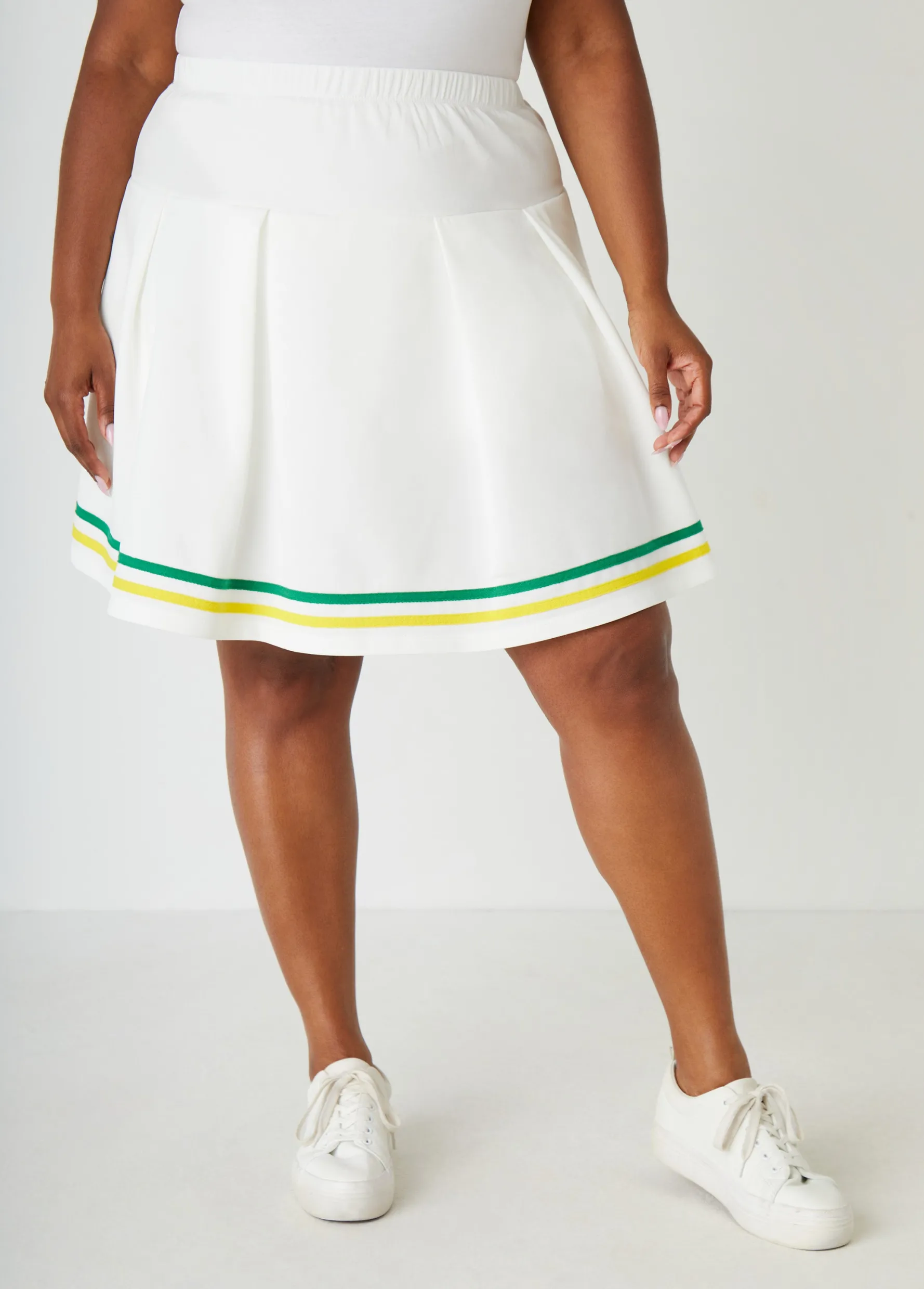 Hot Ashley Stewart Striped Tennis Skort Ivory