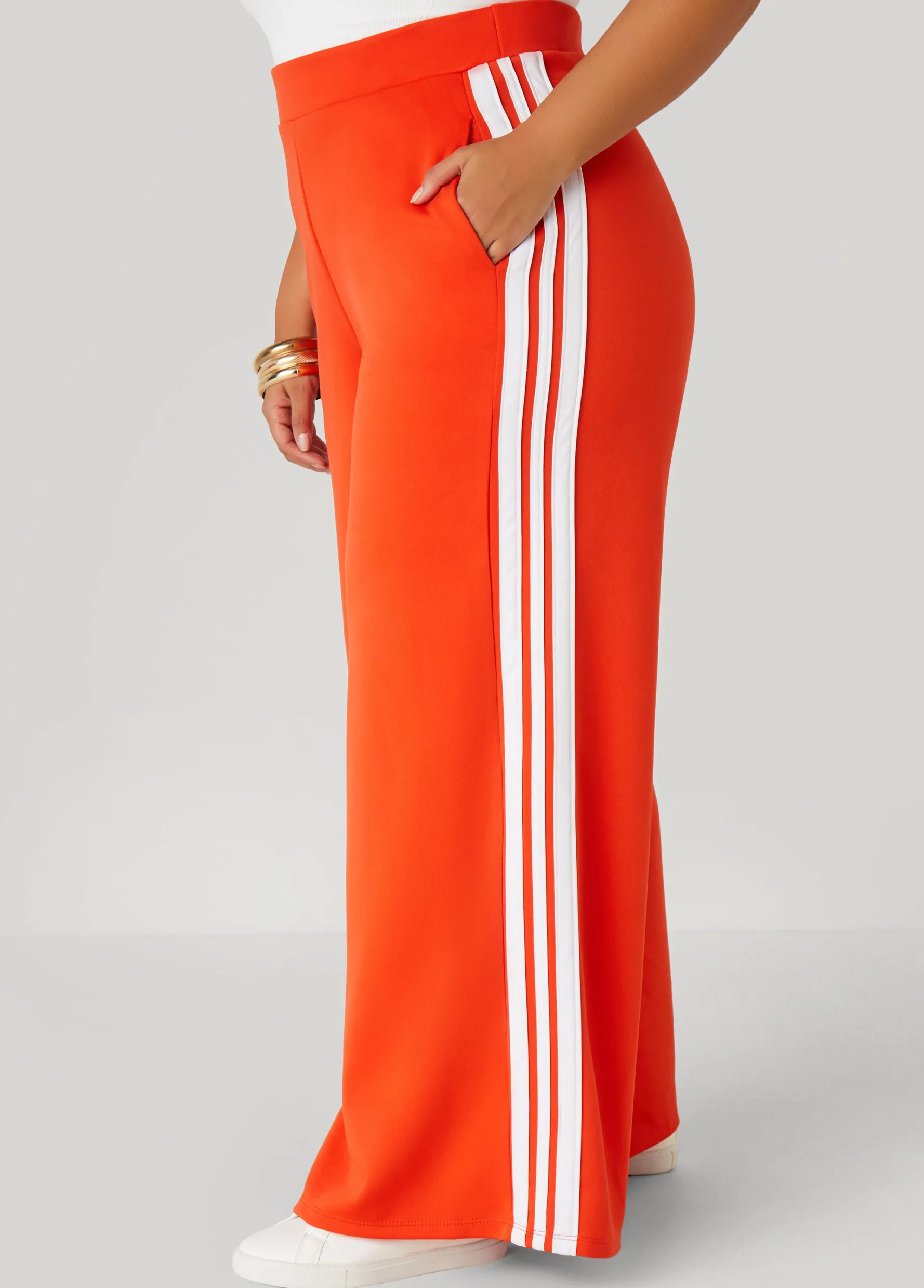 Best Ashley Stewart Striped Wide Leg Track Pants