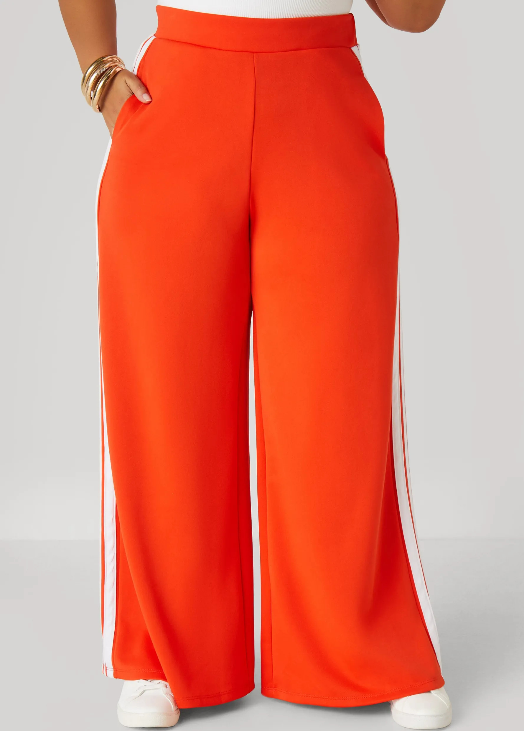 Best Ashley Stewart Striped Wide Leg Track Pants