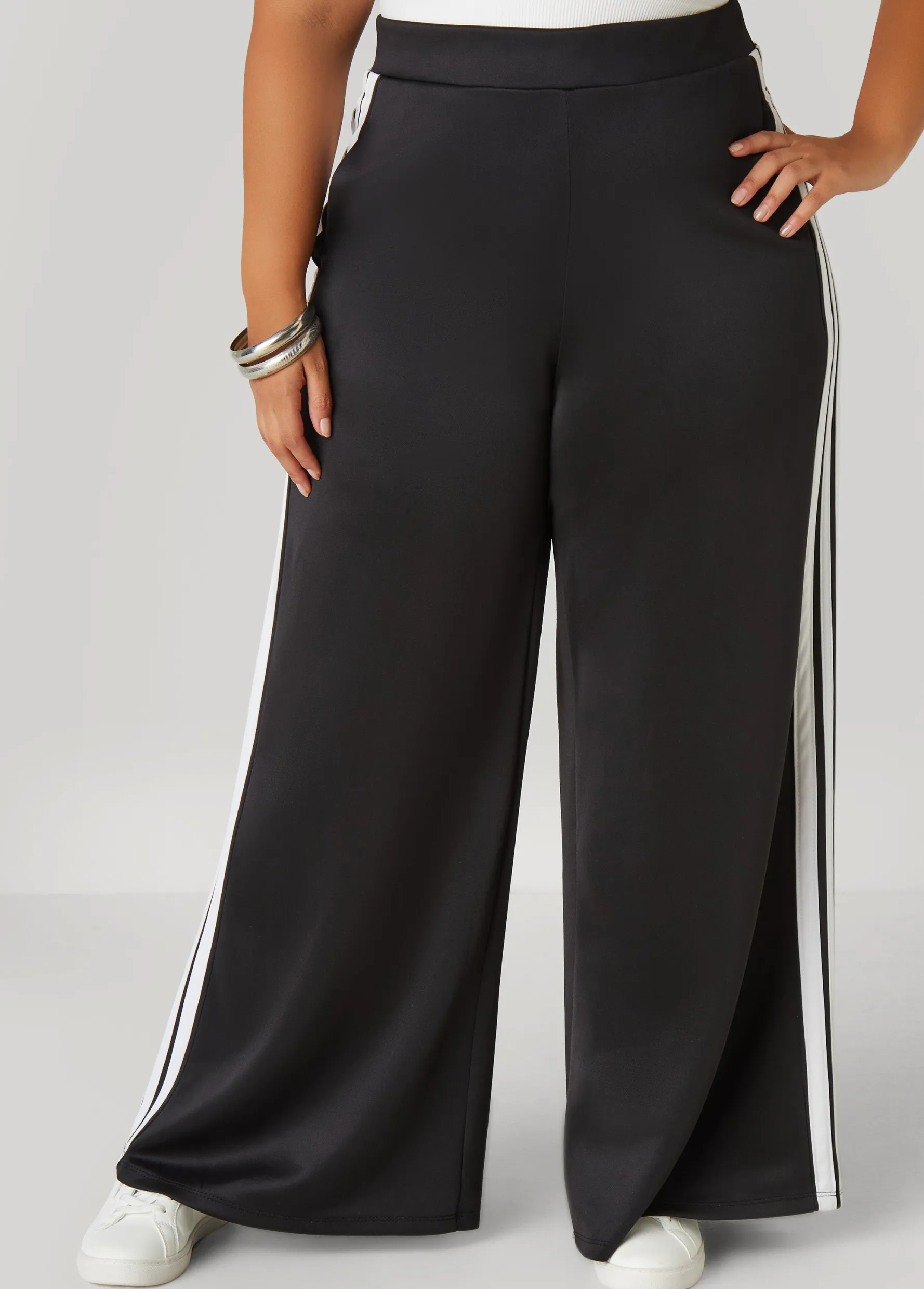 Best Ashley Stewart Striped Wide Leg Track Pants