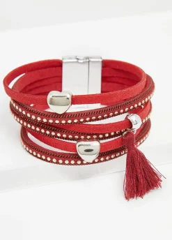 Best Ashley Stewart Studded Faux Suede Bracelet Aura Orange