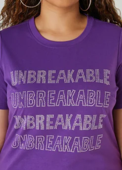 New Ashley Stewart Studded Unbreakable Tee Purple Magic