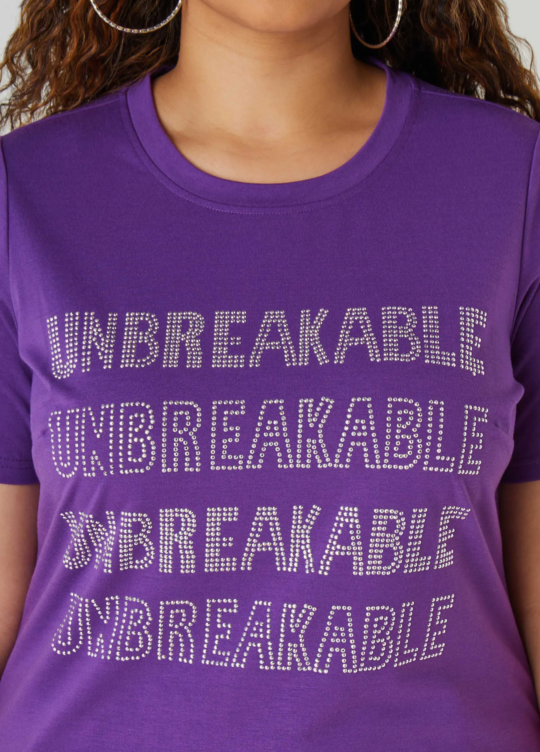 New Ashley Stewart Studded Unbreakable Tee Purple Magic