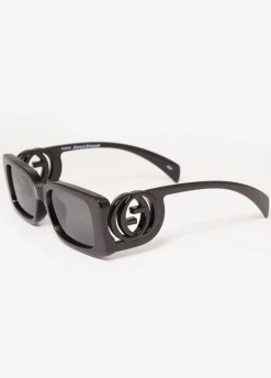 Outlet Ashley Stewart Swirl Detail Rectangle Sunglasses Black