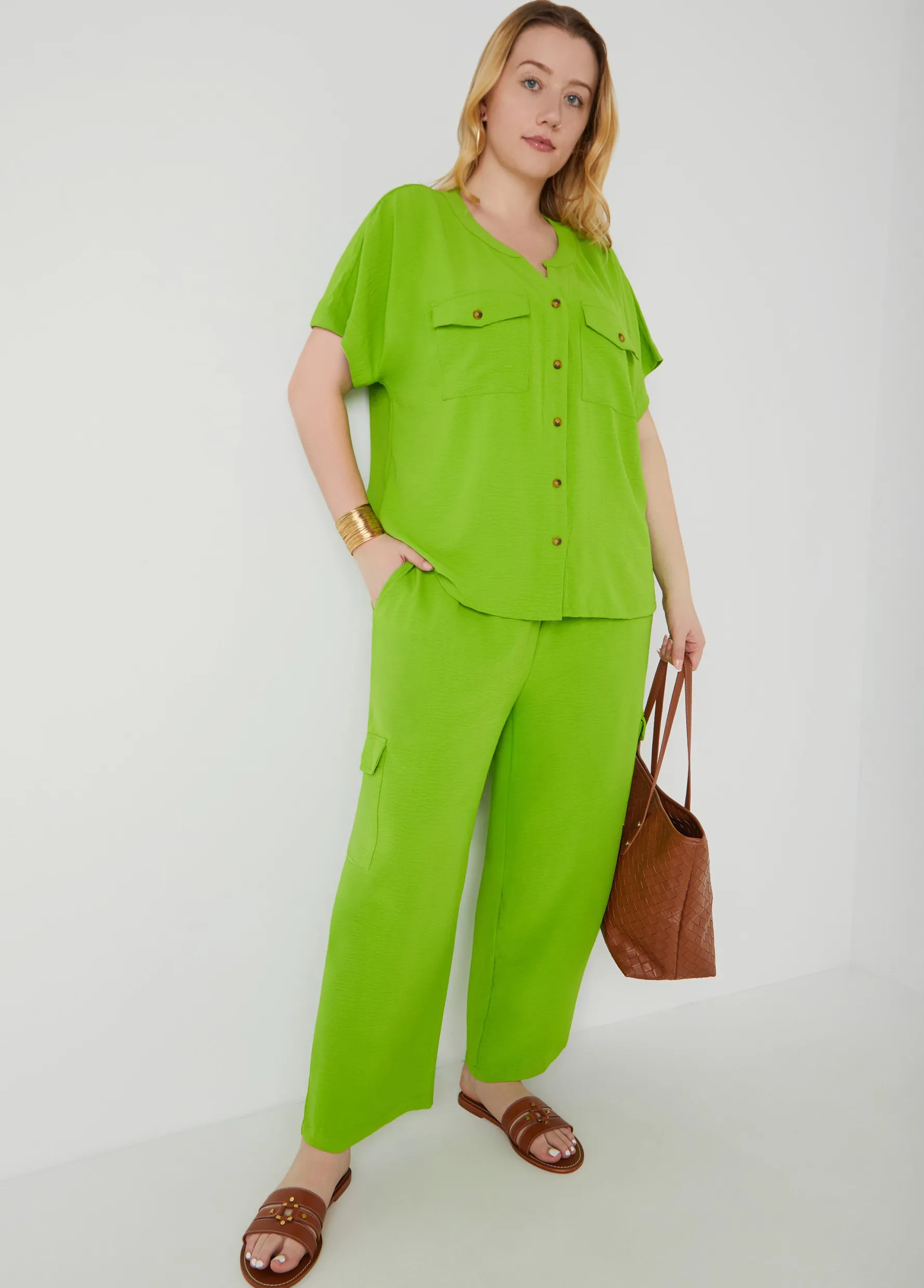 Best Ashley Stewart Textured Cargo Shirt