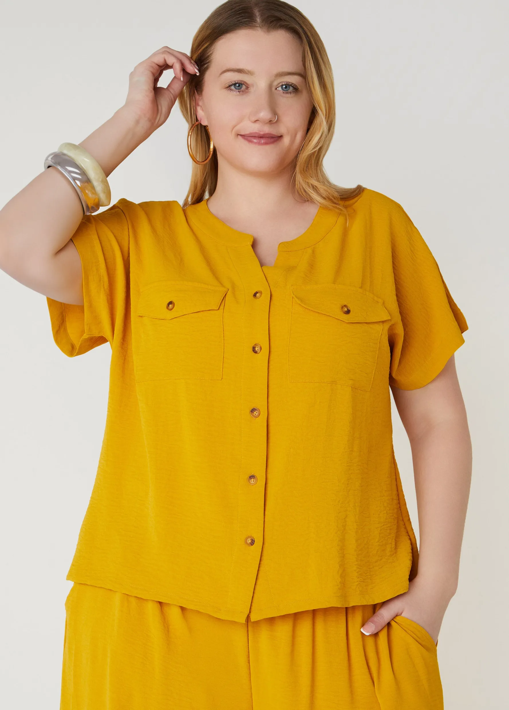 Best Ashley Stewart Textured Cargo Shirt