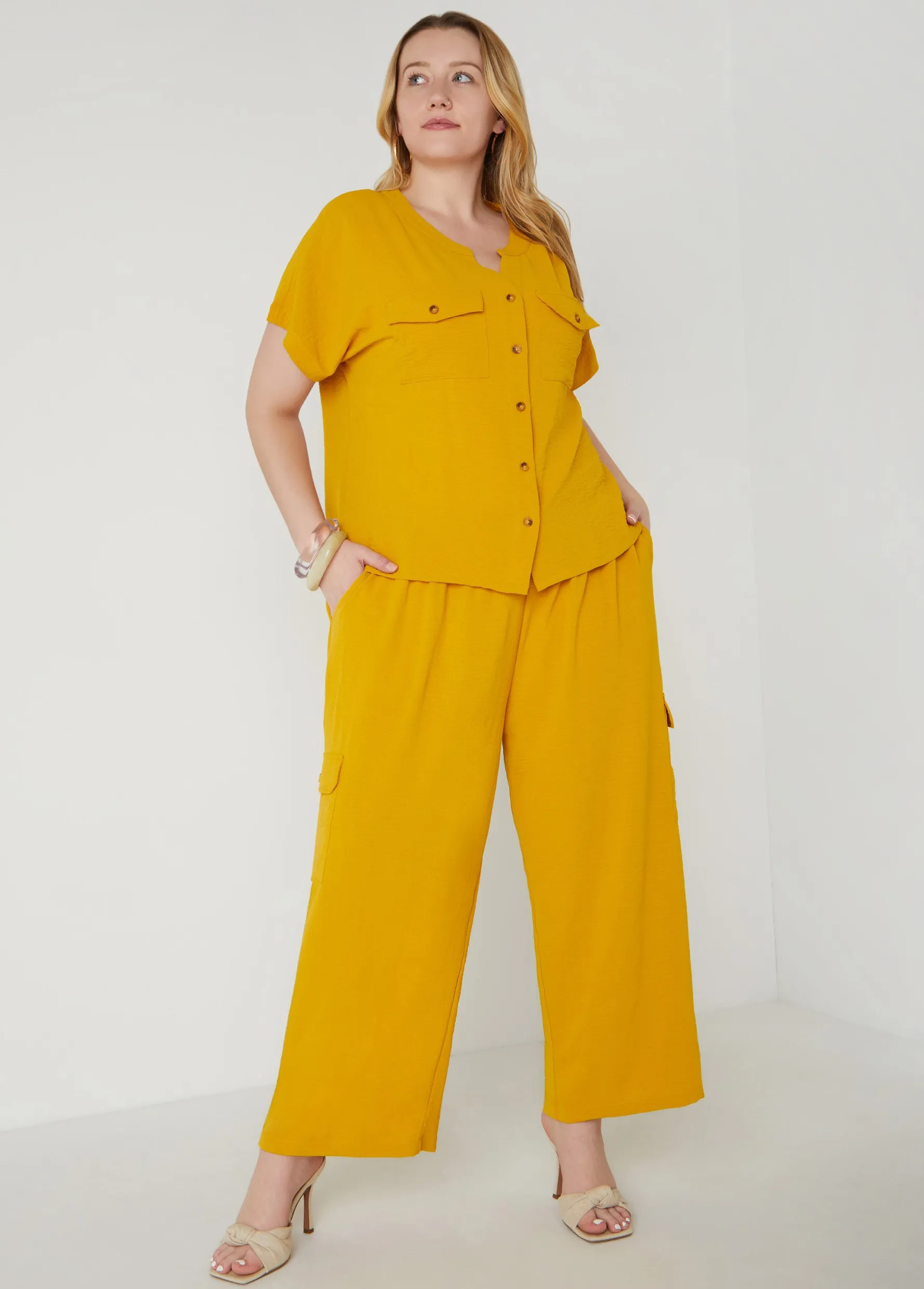 Best Ashley Stewart Textured Cargo Shirt