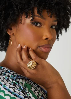 Online Ashley Stewart Textured Tone Stretch Ring Gold
