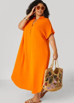 Online Ashley Stewart Textured Maxi Shirtdress