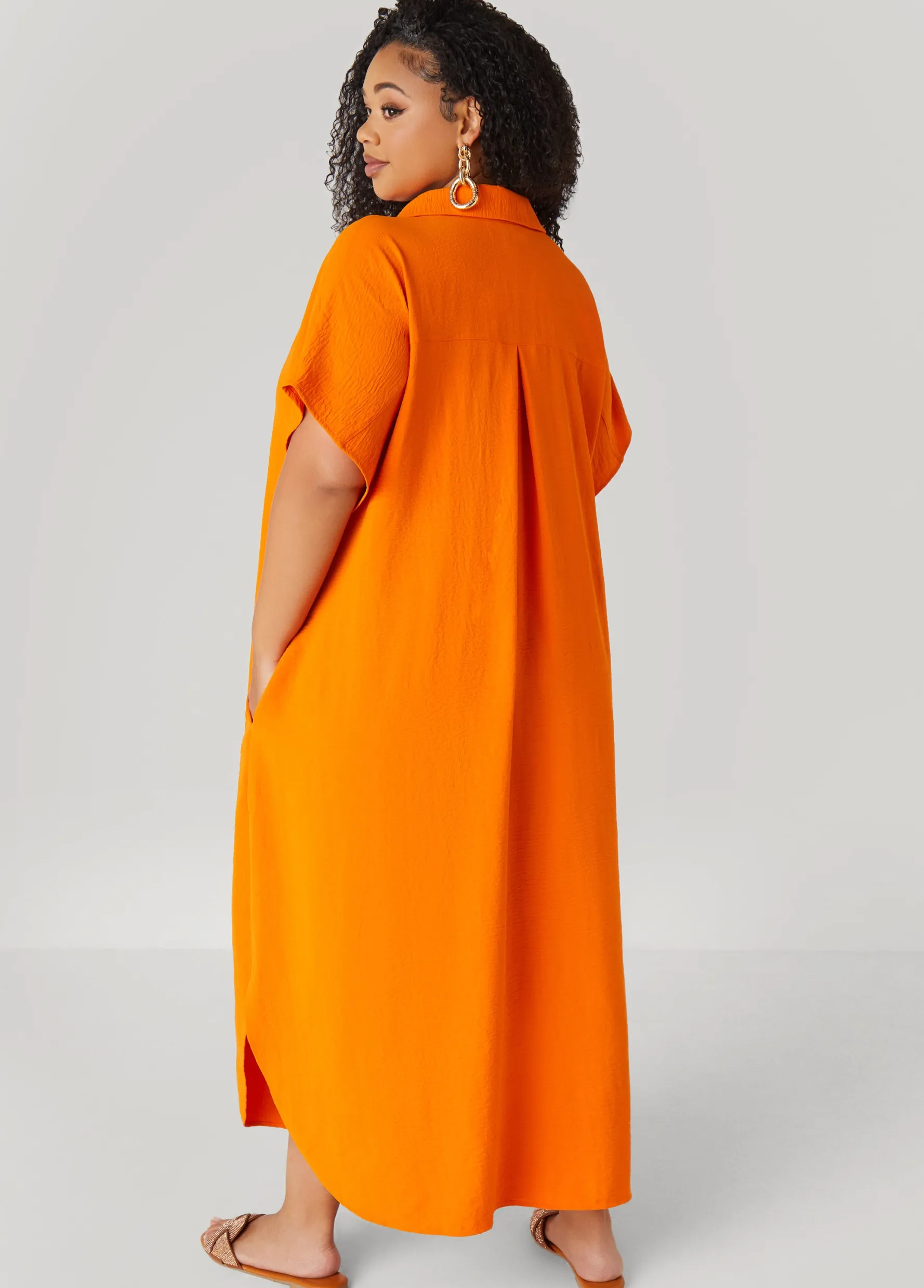 Online Ashley Stewart Textured Maxi Shirtdress