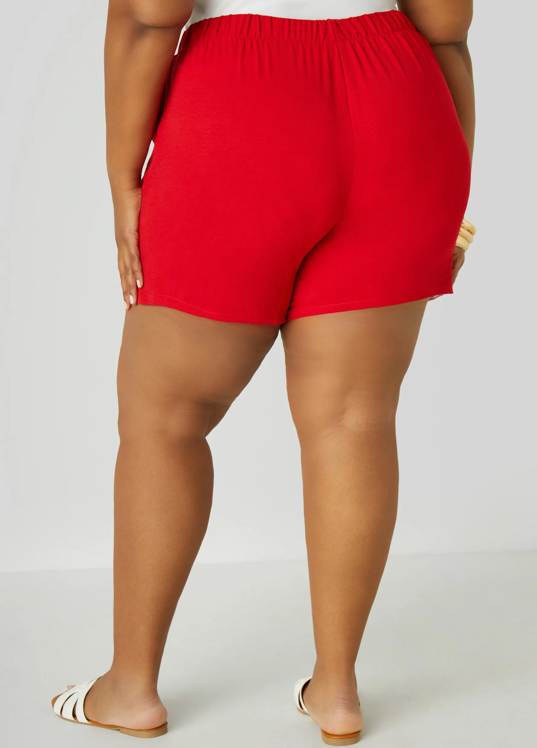 Fashion Ashley Stewart Textured Mid Rise Shorts