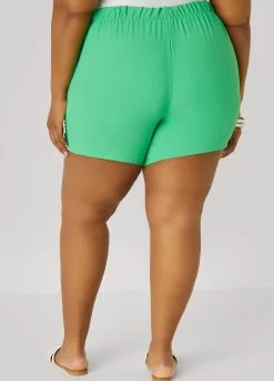 Fashion Ashley Stewart Textured Mid Rise Shorts
