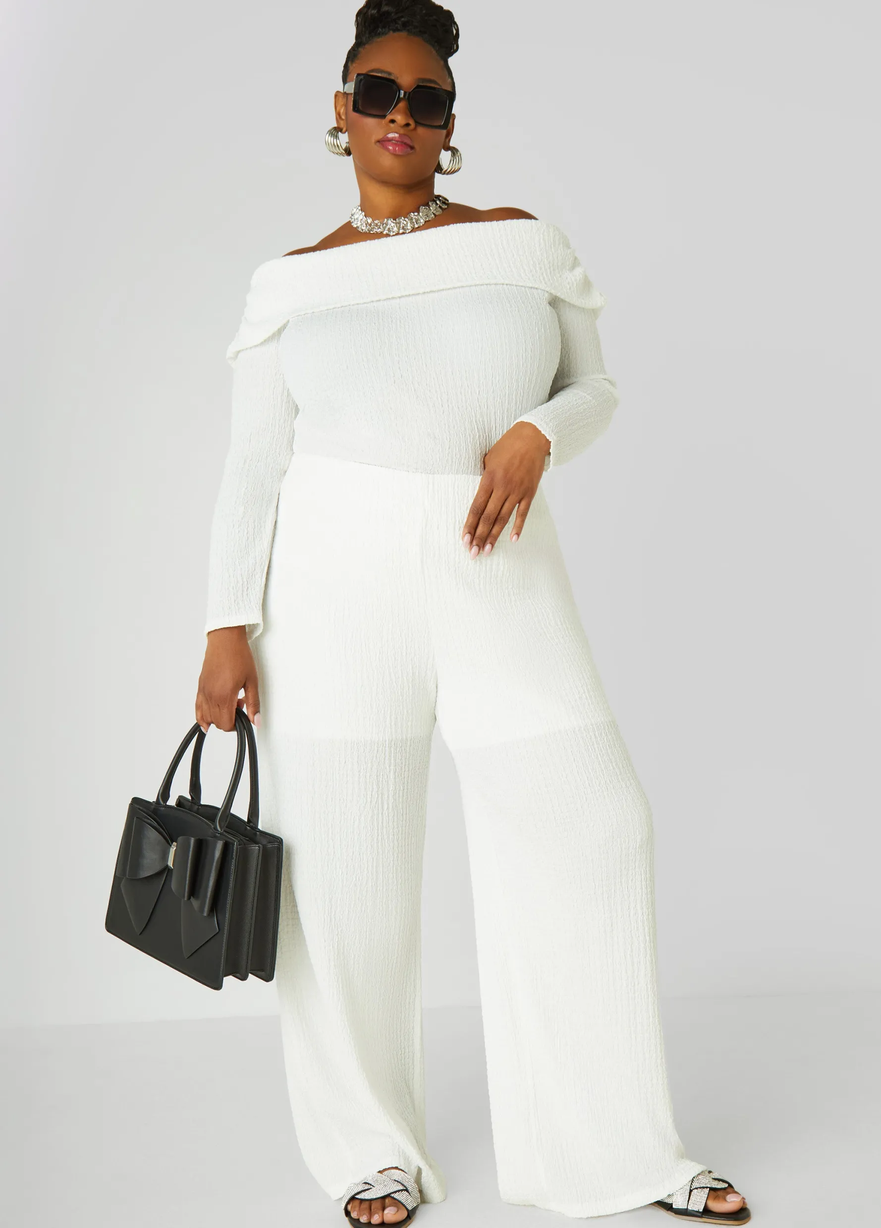 Discount Ashley Stewart Textured Off The Shoulder Top
