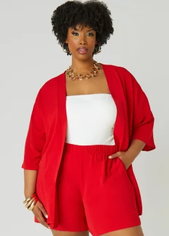 Online Ashley Stewart Textured Open Front Jacket
