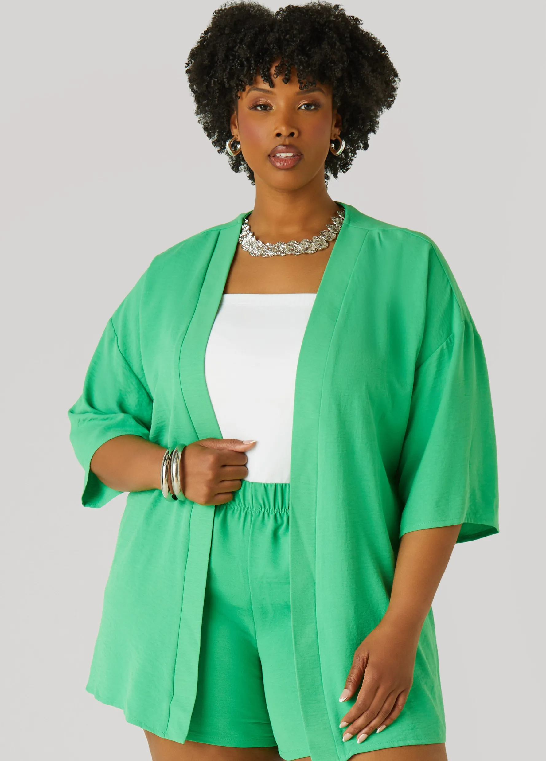 Online Ashley Stewart Textured Open Front Jacket