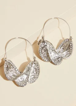 Online Ashley Stewart Textured Twisted Crystal Earrings Silver