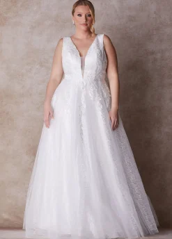 Fashion Ashley Stewart The Alanna Princess Wedding Gown Egret