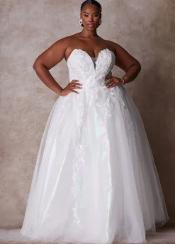 Discount Ashley Stewart The Aurora Princess Wedding Gown Egret