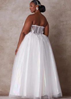 Discount Ashley Stewart The Aurora Princess Wedding Gown Egret
