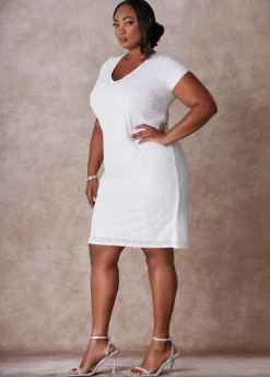 Best Ashley Stewart The Dani Sequin Shift Dress White