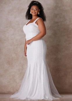 New Ashley Stewart The Shera Wedding Gown Egret