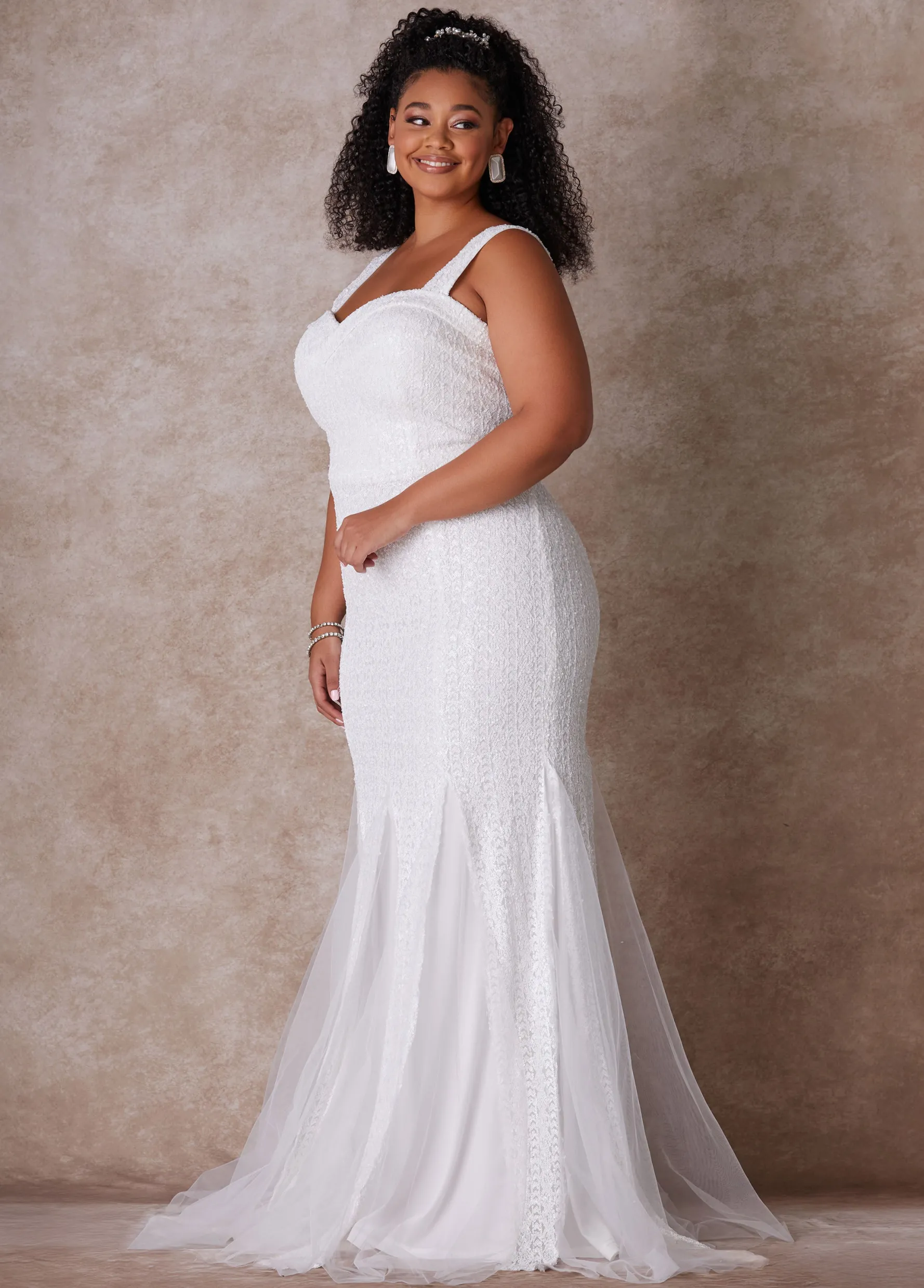 New Ashley Stewart The Shera Wedding Gown Egret