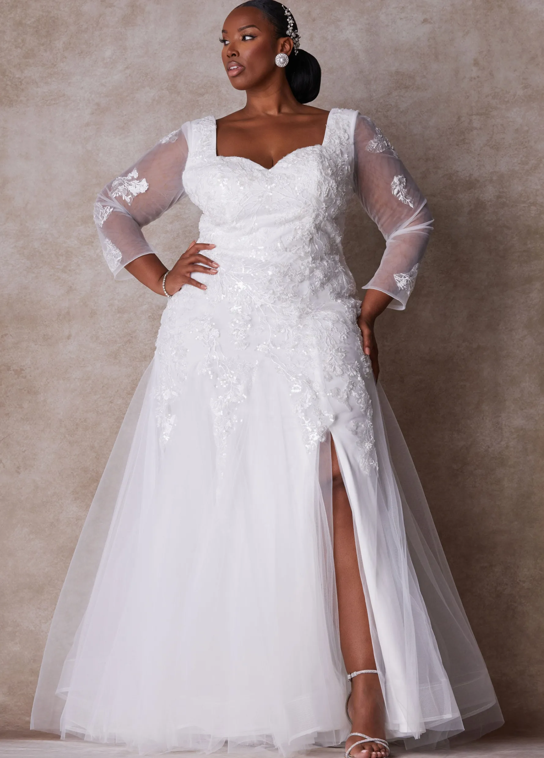 Discount Ashley Stewart The Stella Princess Wedding Gown Egret