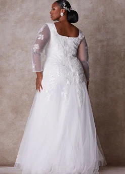 Discount Ashley Stewart The Stella Princess Wedding Gown Egret