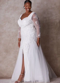 Discount Ashley Stewart The Stella Princess Wedding Gown Egret
