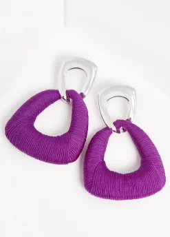 Outlet Ashley Stewart Thread Wrapped Earrings Purple Magic