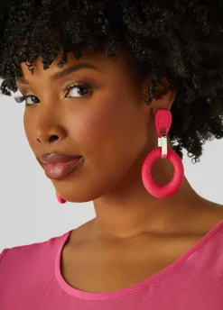 Fashion Ashley Stewart Threaded Ring Earrings Fandango Pink