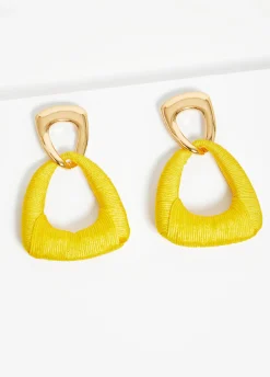 Fashion Ashley Stewart Threaded Wrapped Earrings Cyber Yellow