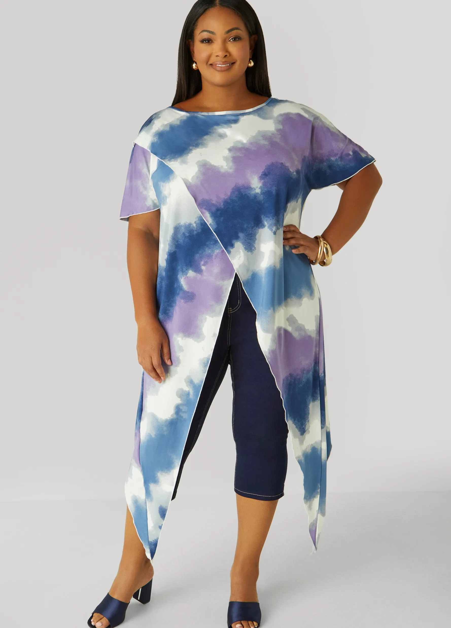Clearance Ashley Stewart Tie Dyed Crisscross Top Multi