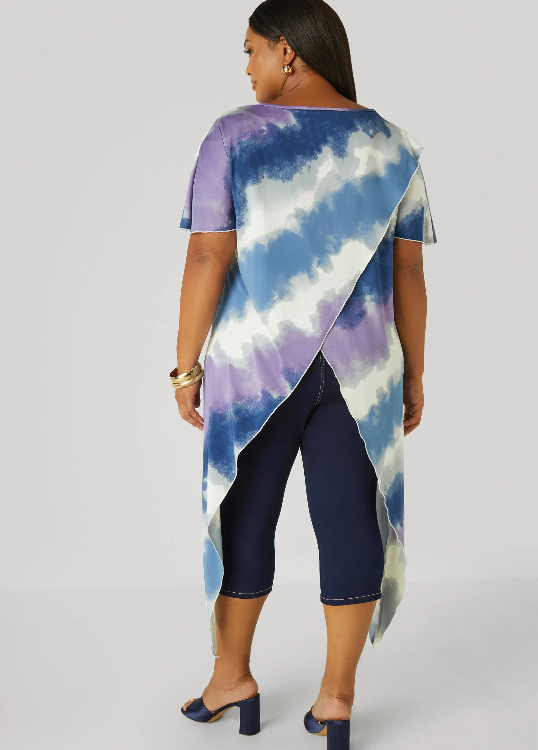Clearance Ashley Stewart Tie Dyed Crisscross Top Multi