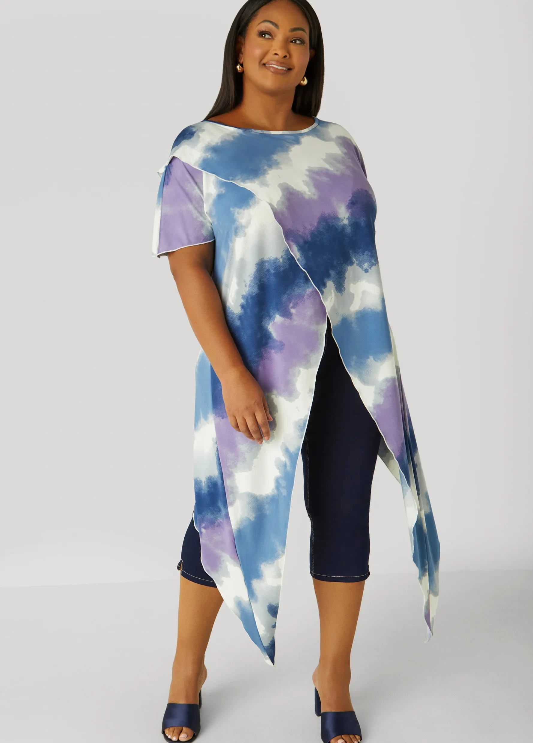 Clearance Ashley Stewart Tie Dyed Crisscross Top Multi