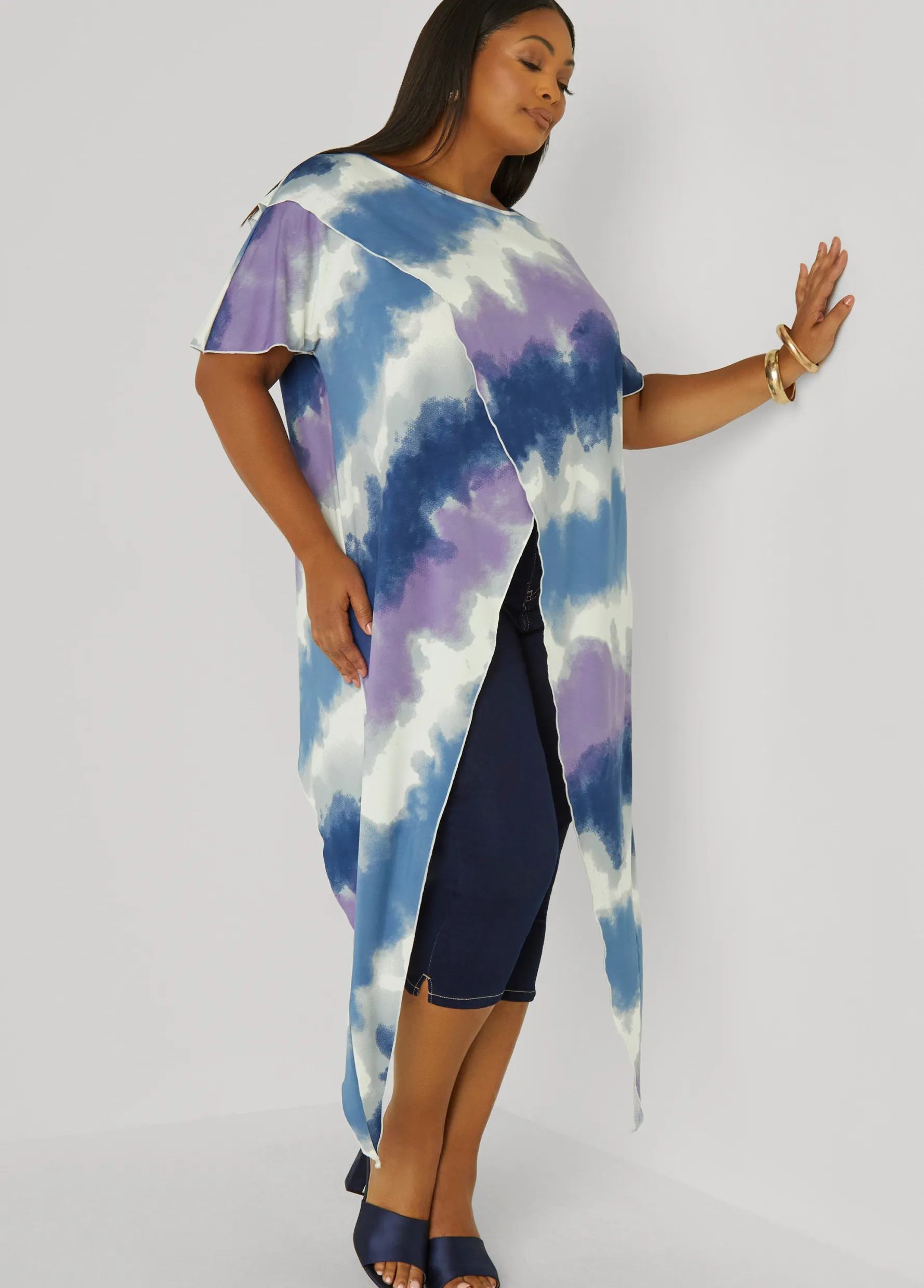 Clearance Ashley Stewart Tie Dyed Crisscross Top Multi