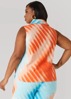 Fashion Ashley Stewart Tie Dyed Linen And Cotton Shirt Multi