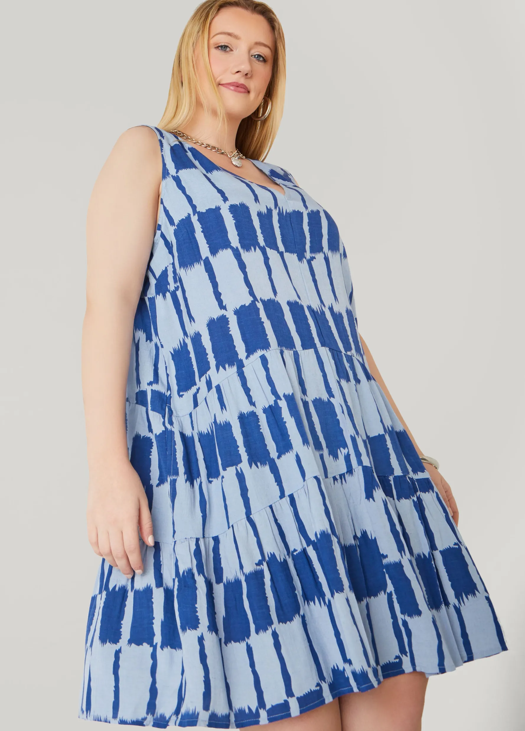 Fashion Ashley Stewart Tie Dyed Swing Dress Navy Peony