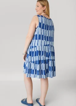 Fashion Ashley Stewart Tie Dyed Swing Dress Navy Peony