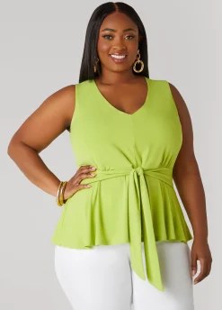 Clearance Ashley Stewart Tie Front Peplum Top