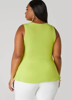 Clearance Ashley Stewart Tie Front Peplum Top