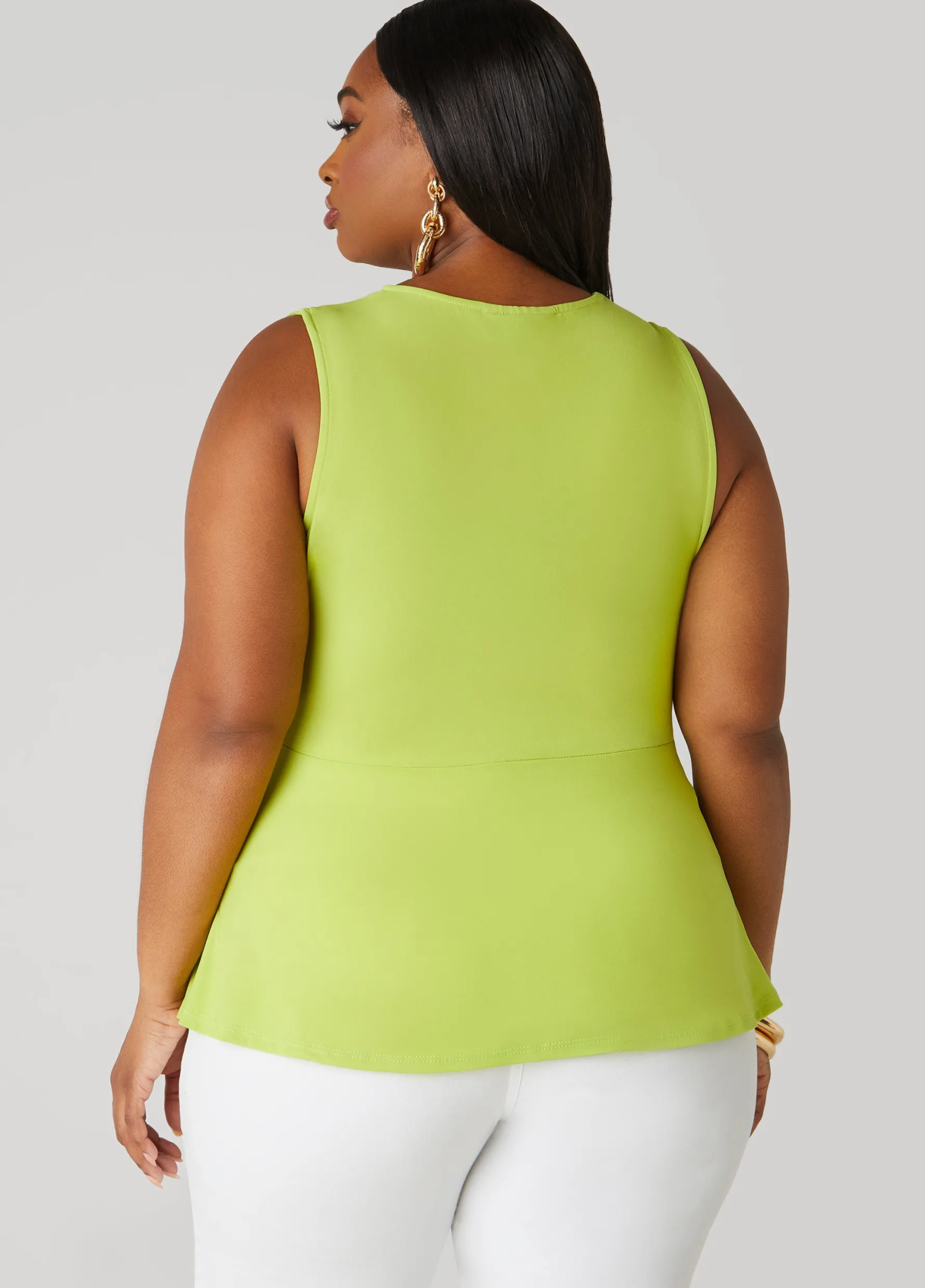 Clearance Ashley Stewart Tie Front Peplum Top