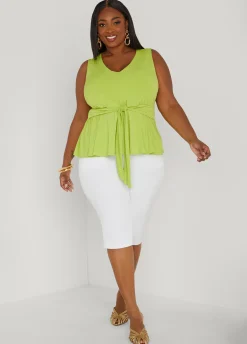 Clearance Ashley Stewart Tie Front Peplum Top