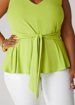 Clearance Ashley Stewart Tie Front Peplum Top