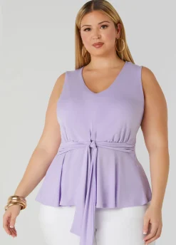 Clearance Ashley Stewart Tie Front Peplum Top